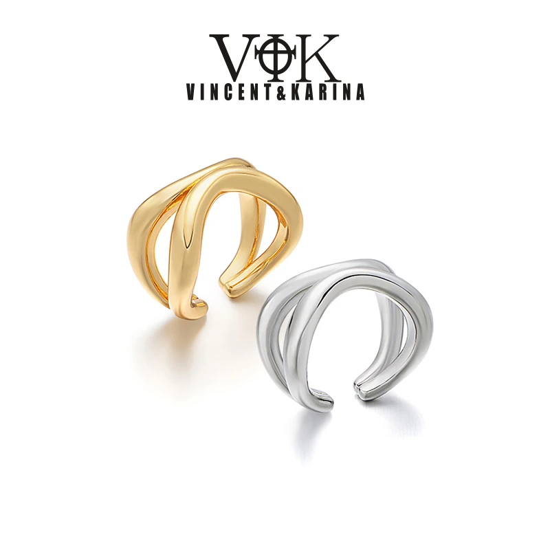 VINCENT&KARINA 铜合金戒指 【唯弧】简约欧美小众设计简约活口戒指