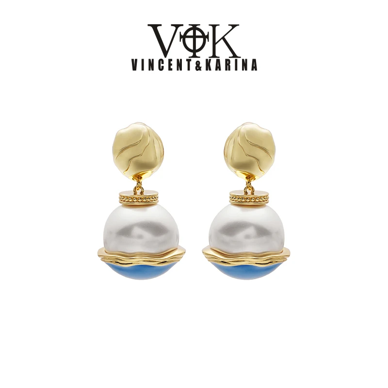 VINCENT&KARINA 铜合金耳饰 【复苏】潮汐韵律时尚滴油小众耳环
