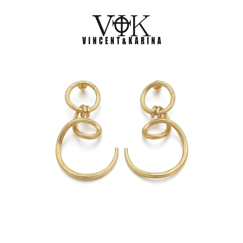 VINCENT&KARINA 铜合金耳饰 【藤蔓】藤蔓螺旋造型感新中式法式耳环