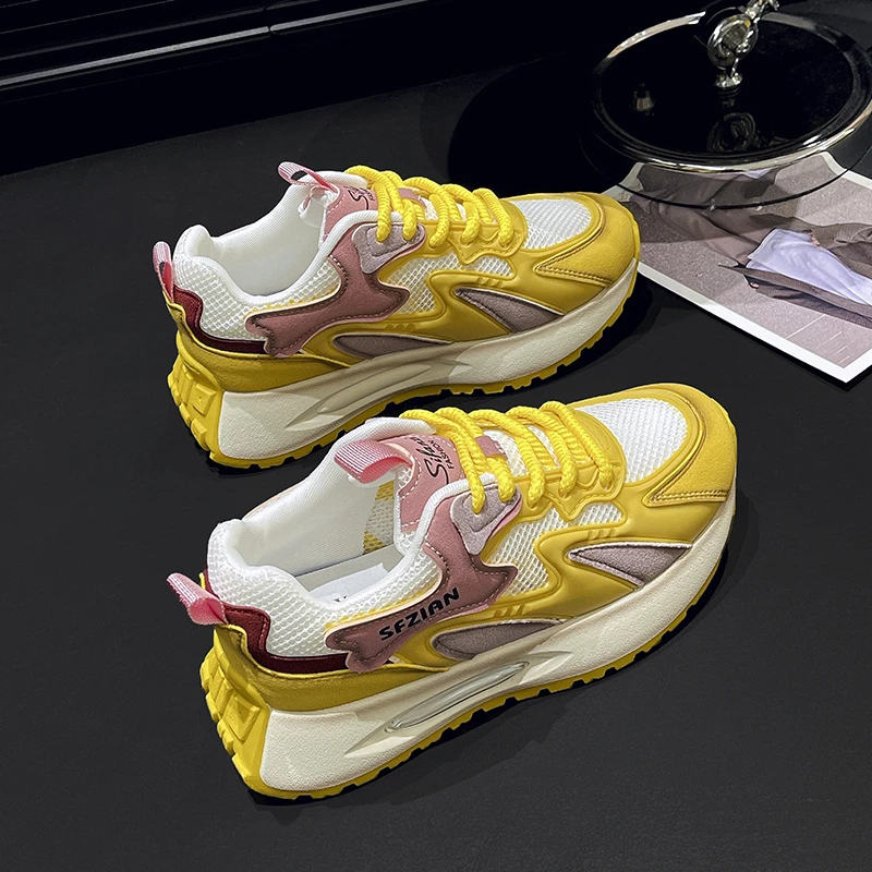 2024夏季新款阿甘鞋小蛮腰厚底网面透气休闲运动软底时尚百搭女鞋