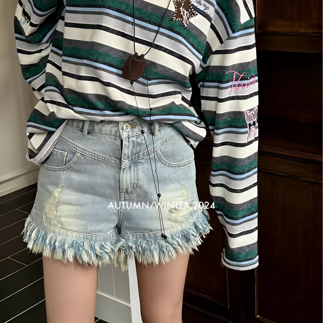 BLX--kimss6935（深圳出品)新款小众设计款牛仔短裤