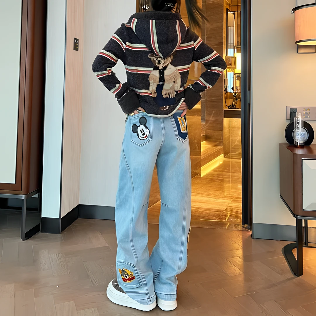 BLX--4231（深圳出品）24秋冬新款小众设计款米奇印花牛仔裤