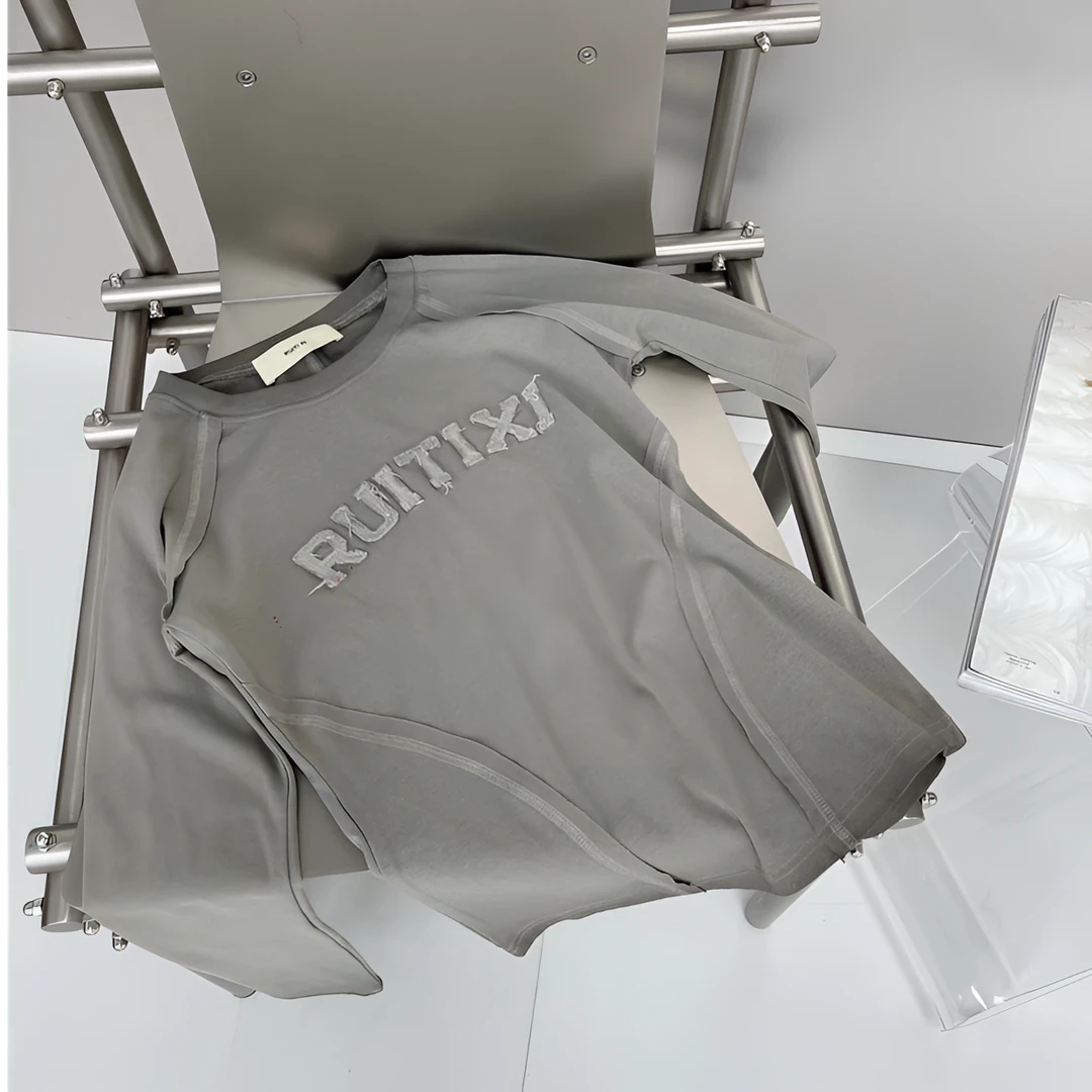 BLX--新款小众设计款字母刺绣上衣2460