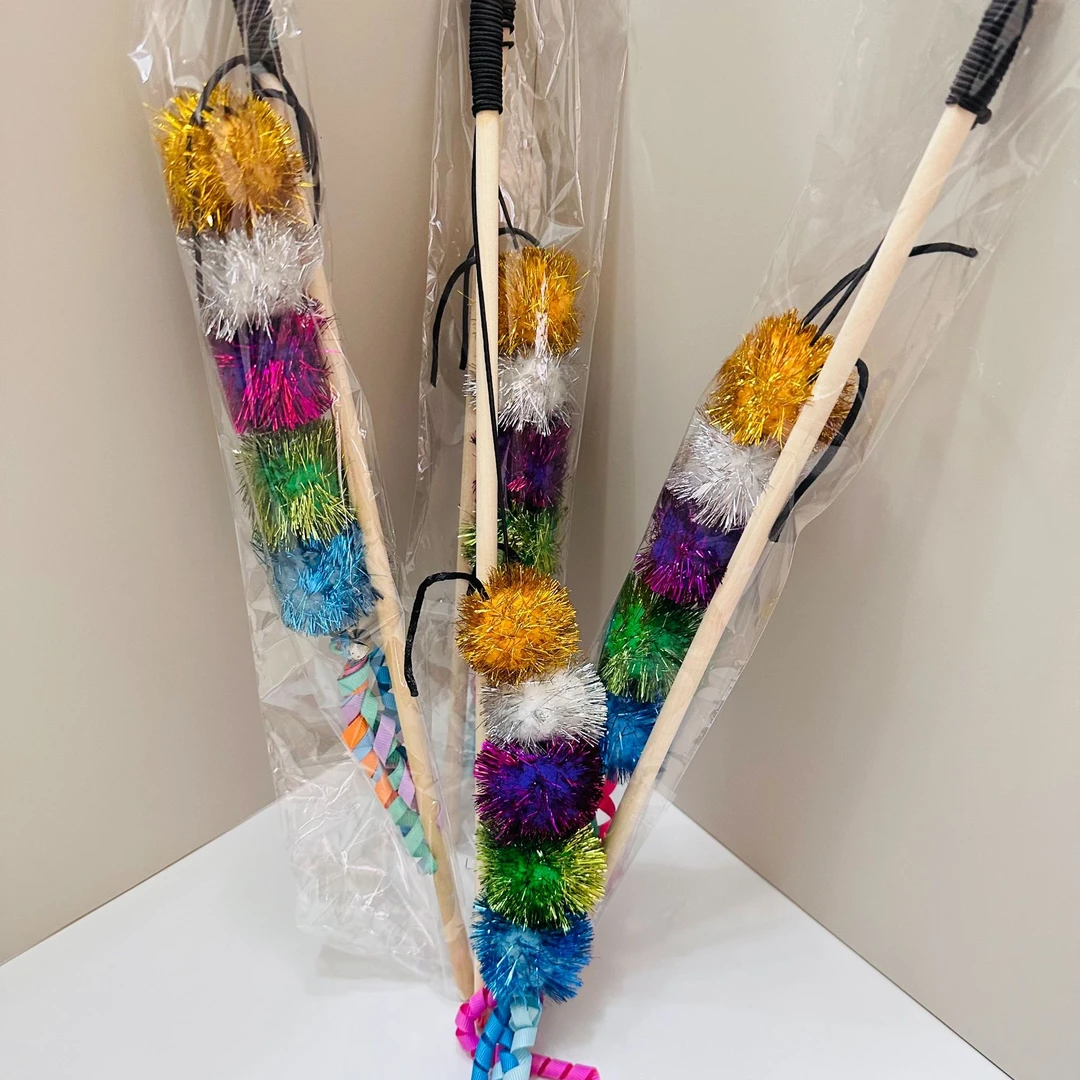 猫玩具五彩球逗猫棒解闷互动逗幼猫猫带铃铛长逗猫棒猫咪玩具棒