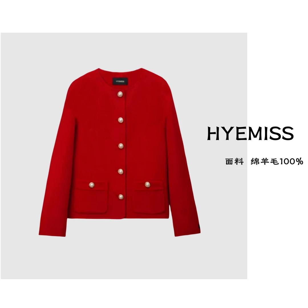 JK171春秋季满分绵羊毛圆领时尚小香风短款外套