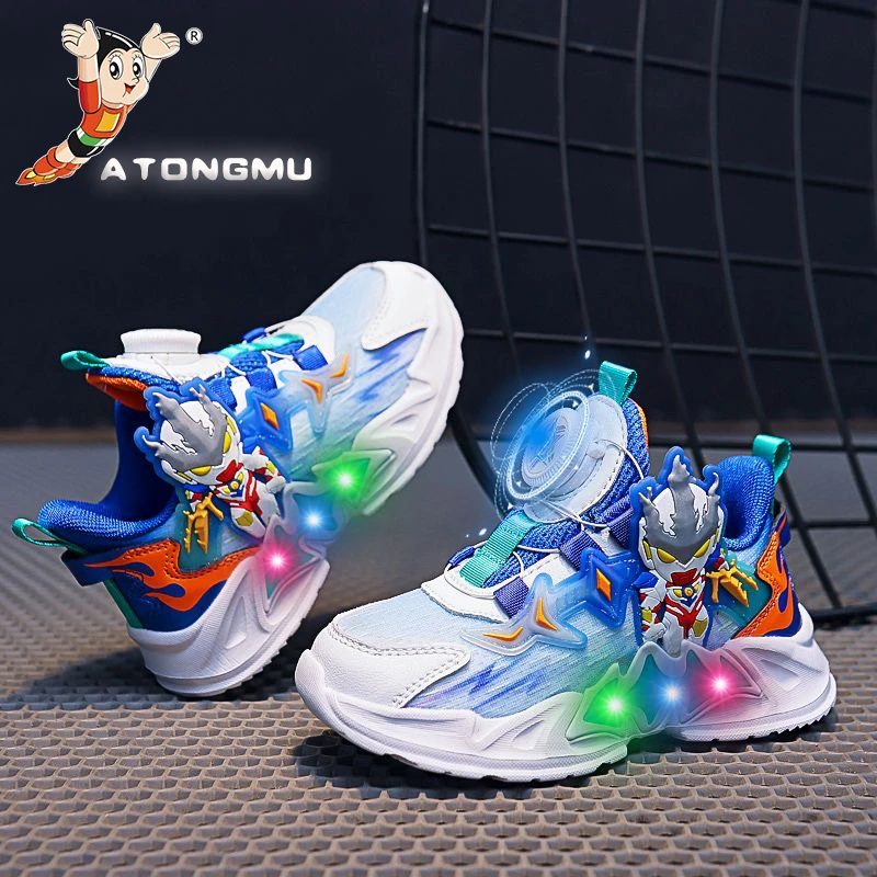 男童鞋2023春秋款秋季新款儿童男孩秋鞋奥特曼鞋子发光小童运动鞋