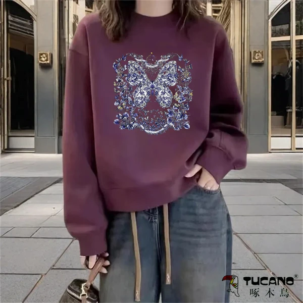 啄木鸟纯棉加绒加厚欧货卫衣女长袖秋冬女装女士上衣2024新款冬装