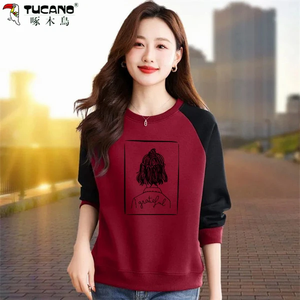 啄木鸟纯棉时尚半高领长袖T恤减龄新款显瘦上衣女气质打底衫女士