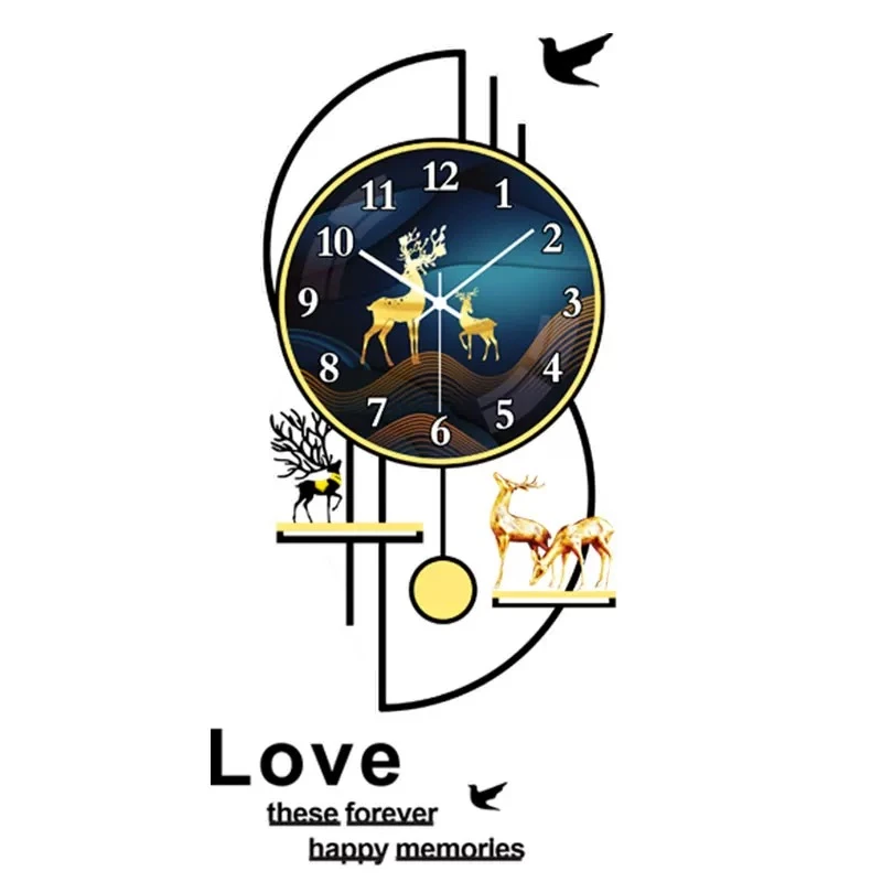 挂钟创意现代简约2024年最新款轻奢高级客厅万年历静音免打孔钟表