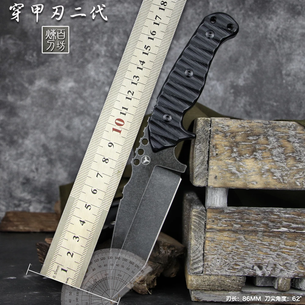 【原创设计】穿甲刃户外刀SLEIPNER工具钢高硬度小直刀野营求生刀