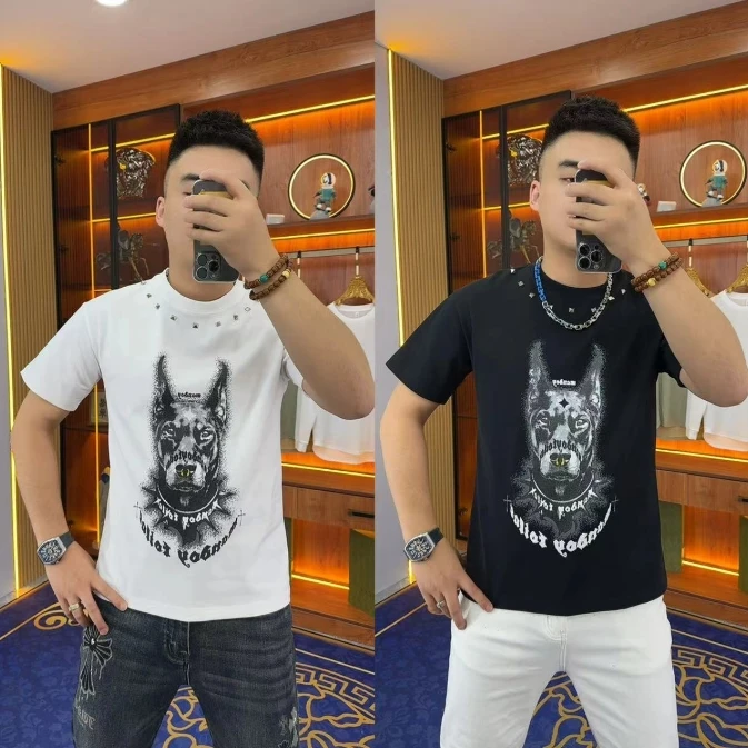 86027 杜宾犬半袖 潮流高品质春夏个性印花帅气优质棉精神小伙