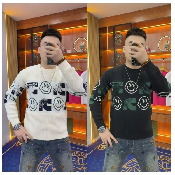 9906 笑脸针织衫 男士长袖时尚休闲潮流加厚圆领秋冬百搭