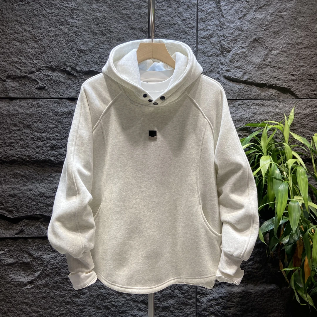 2986冬季新款高智淡人时尚百搭高克重纯色加绒连帽经典款男士卫衣