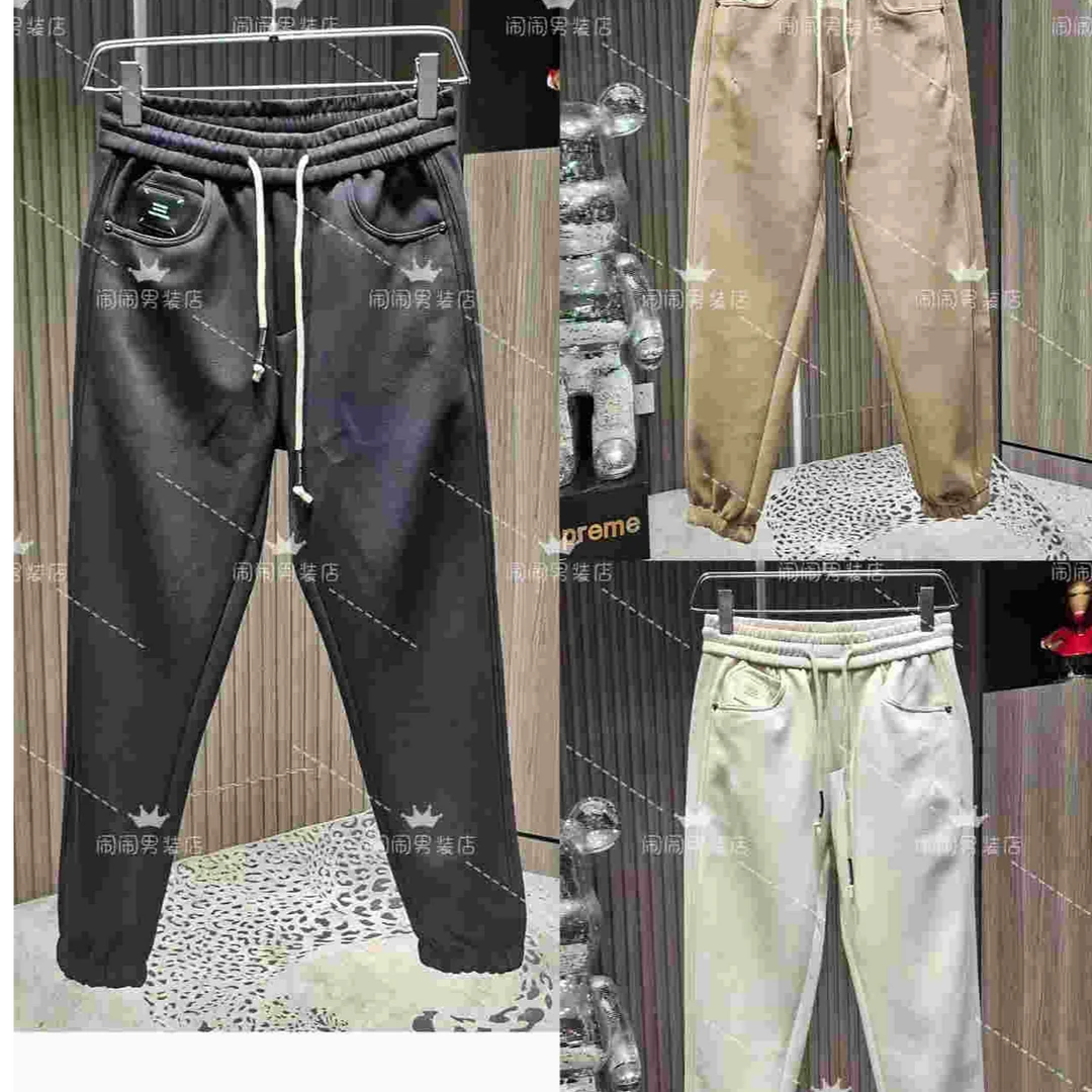 （ 闹闹男装 ）1501秋季新款高品质重磅高克重百搭潮流弯刀休闲卫裤