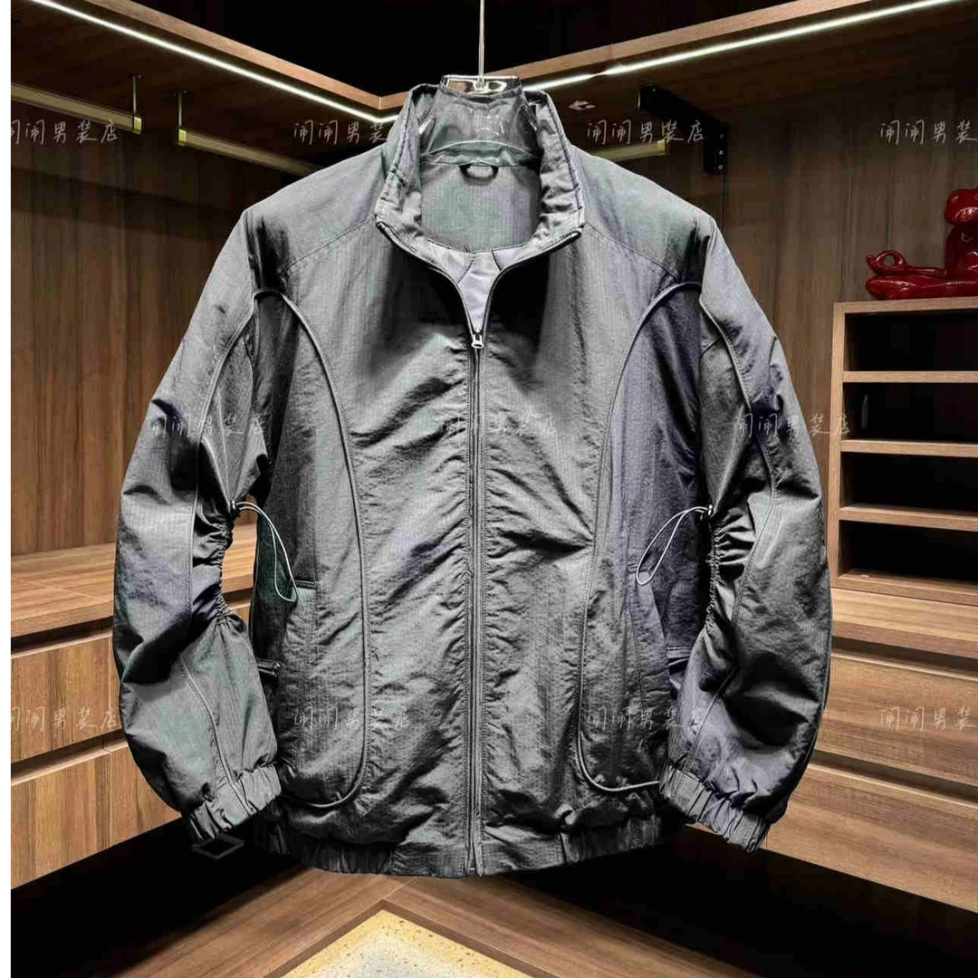 2621冬季穿搭日系简约风高智淡人潮流机能工装立领棉衣夹克外套