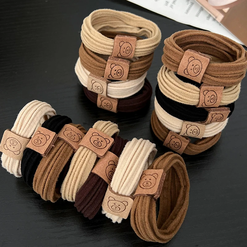 非金属发饰  2024年新款显时尚可爱小熊头绳高弹力无接缝发圈简约