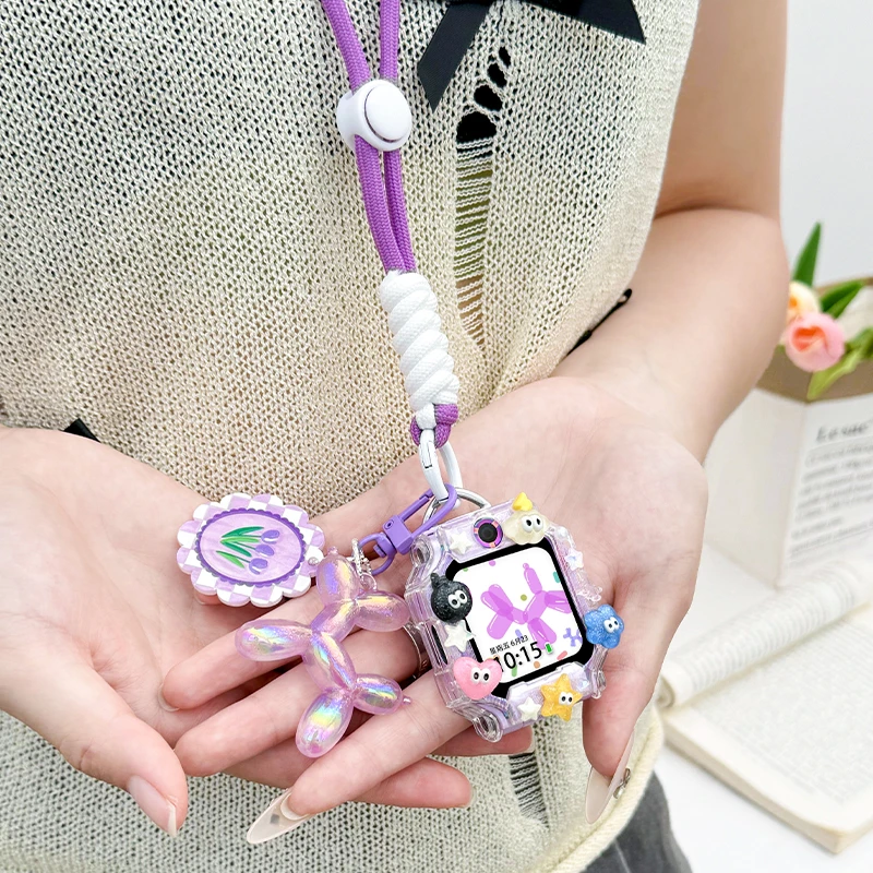 适用华为5Xpro儿童手表挂脖绳4Pro涤纶4X防丢挂绳3X/3Pro卡通吊坠