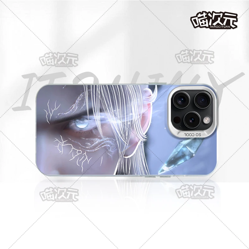 萧炎新款彩银渐变适用创意动漫苹果16华为一加12小米手机防摔壳