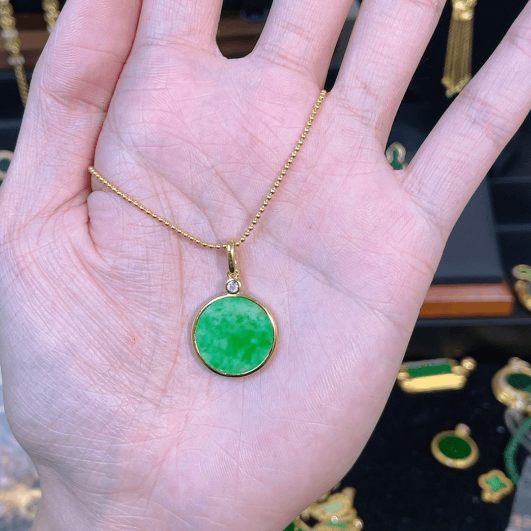 【闪购商品】翡翠吊坠(赠链)银S925镀金镶嵌