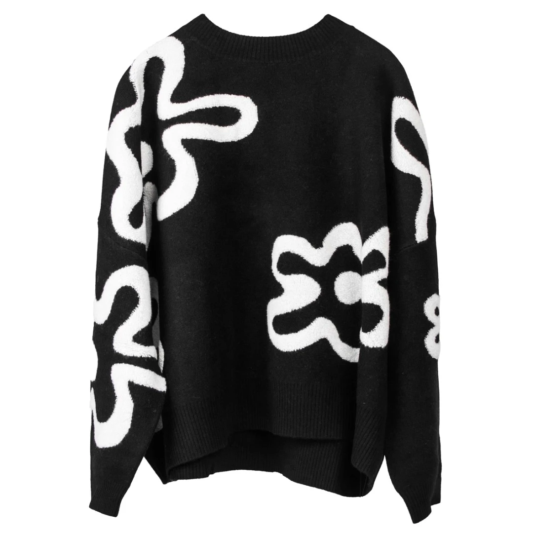 HQ332457毛衣针织衫时尚圆领轻奢宽松长袖提花设计师2025春季新款