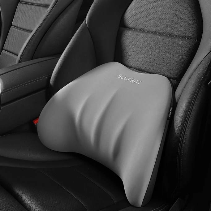 汽车驾驶座通用灰色爱心腰部靠枕腰靠记忆棉腰部靠枕透气贴合品质