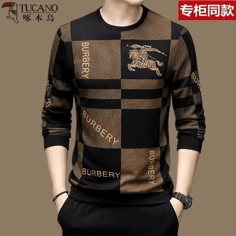 啄木鸟卫衣男装秋季2024新款纯棉长袖T恤男士休闲上衣宽松打底衫