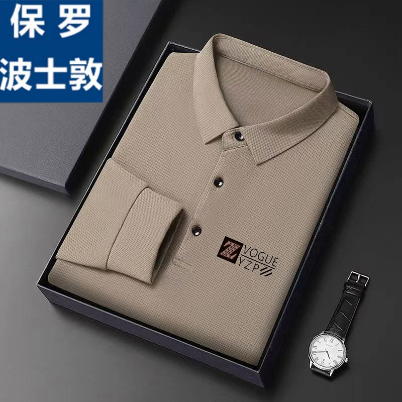 保罗品牌新款男士高档长袖秋季新款帅气商务翻领POLO男士高档t恤