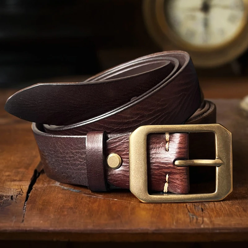 个性做旧韩版水洗复古做旧头层牛皮皮带男真皮百搭休闲牛仔裤腰带