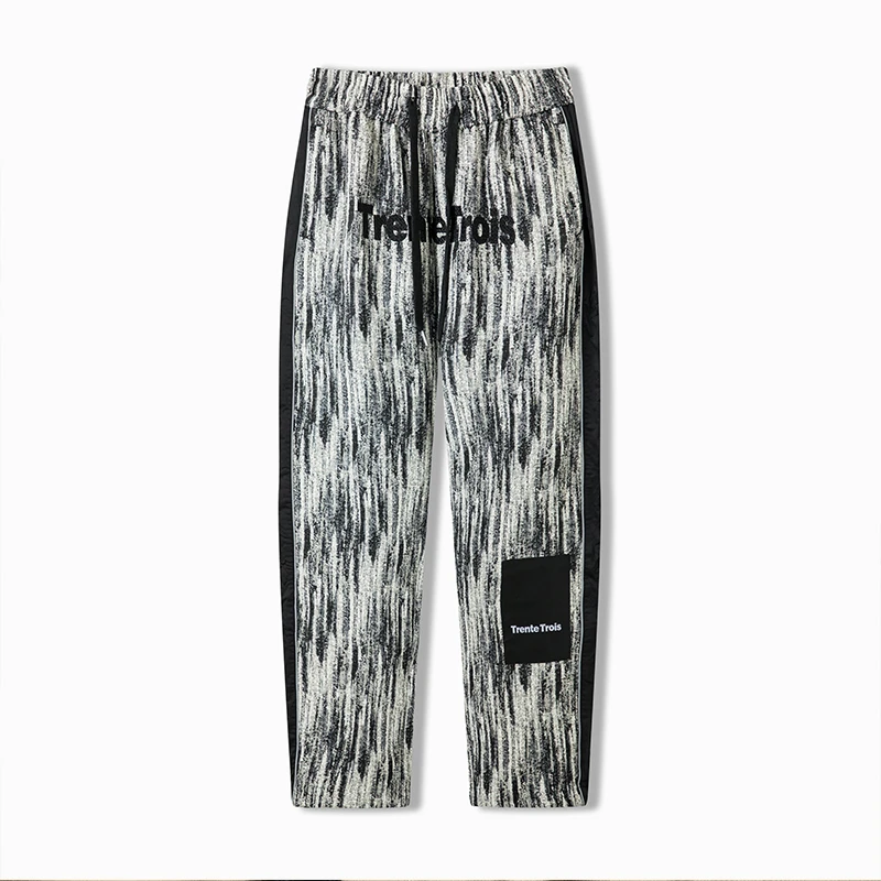 【圈圈专享】33潮牌提花面料侧缝拼接潮流休闲裤T54408225