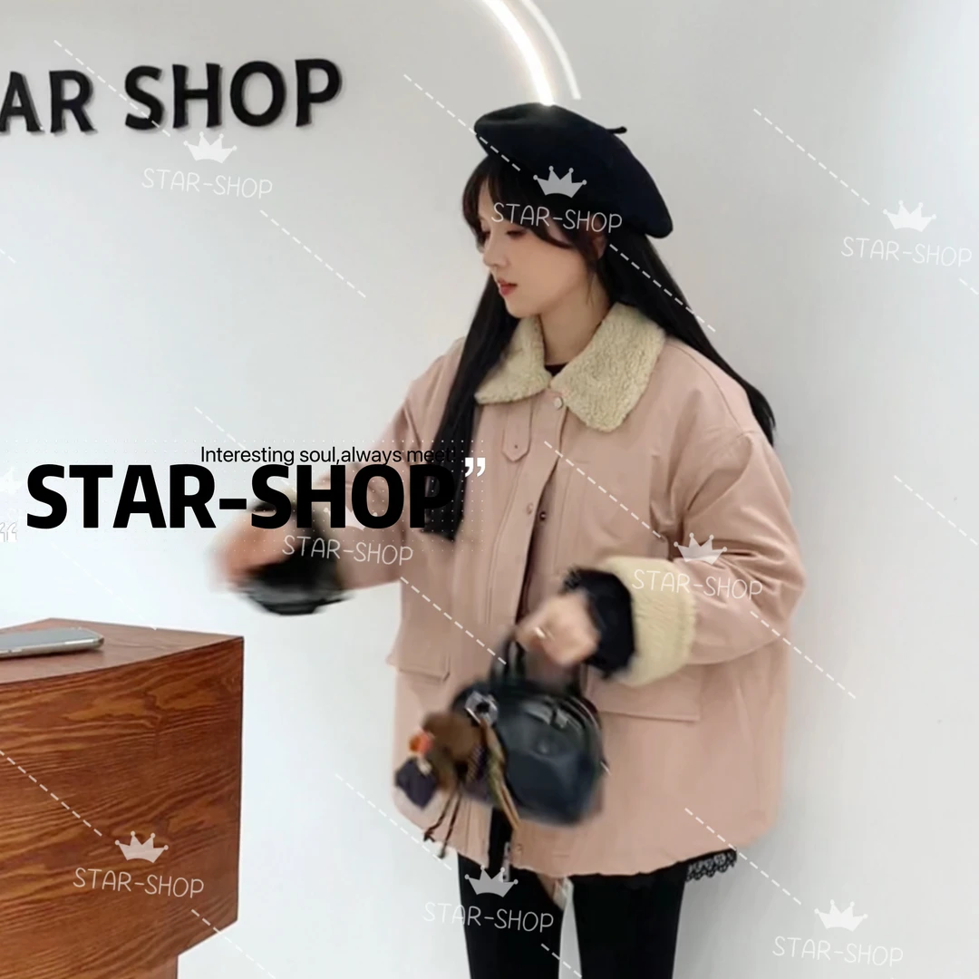 ｛好暖和｝冬 糕毛翻领 休闲加绒 韩系派克服