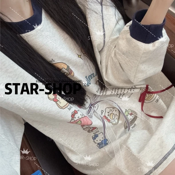 kitty 卫衣 立体蝴蝶结 圆领卫衣休闲
