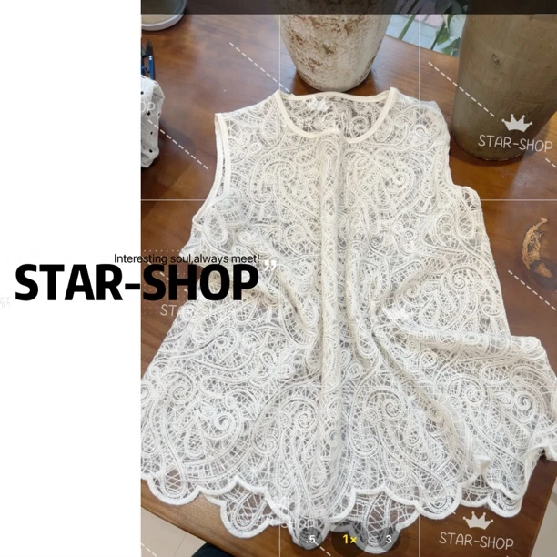 ｛刺绣背心｝冬 好搭配 刺绣波浪边蕾丝背心