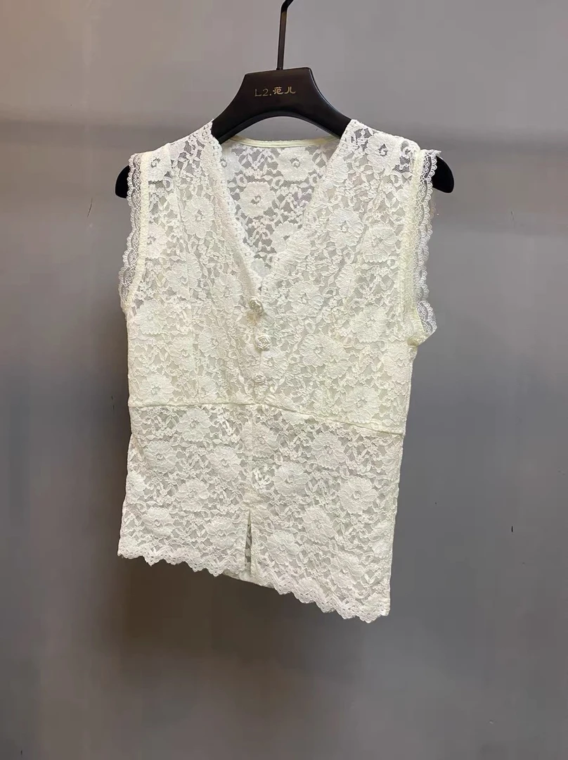 蕾丝背心2024夏季新款
