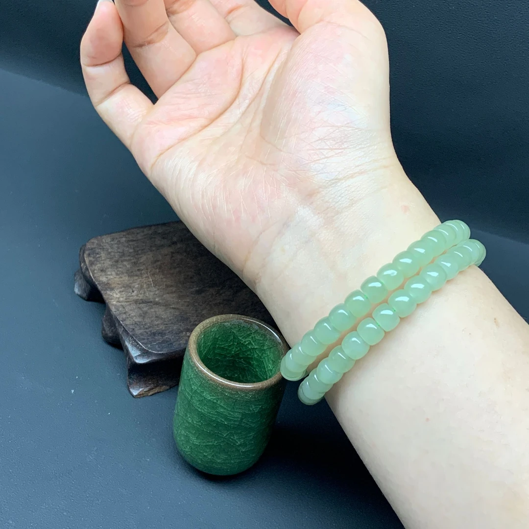 天然和田玉冰晴水直切珠手串温柔气质百搭款玉手串女士国风