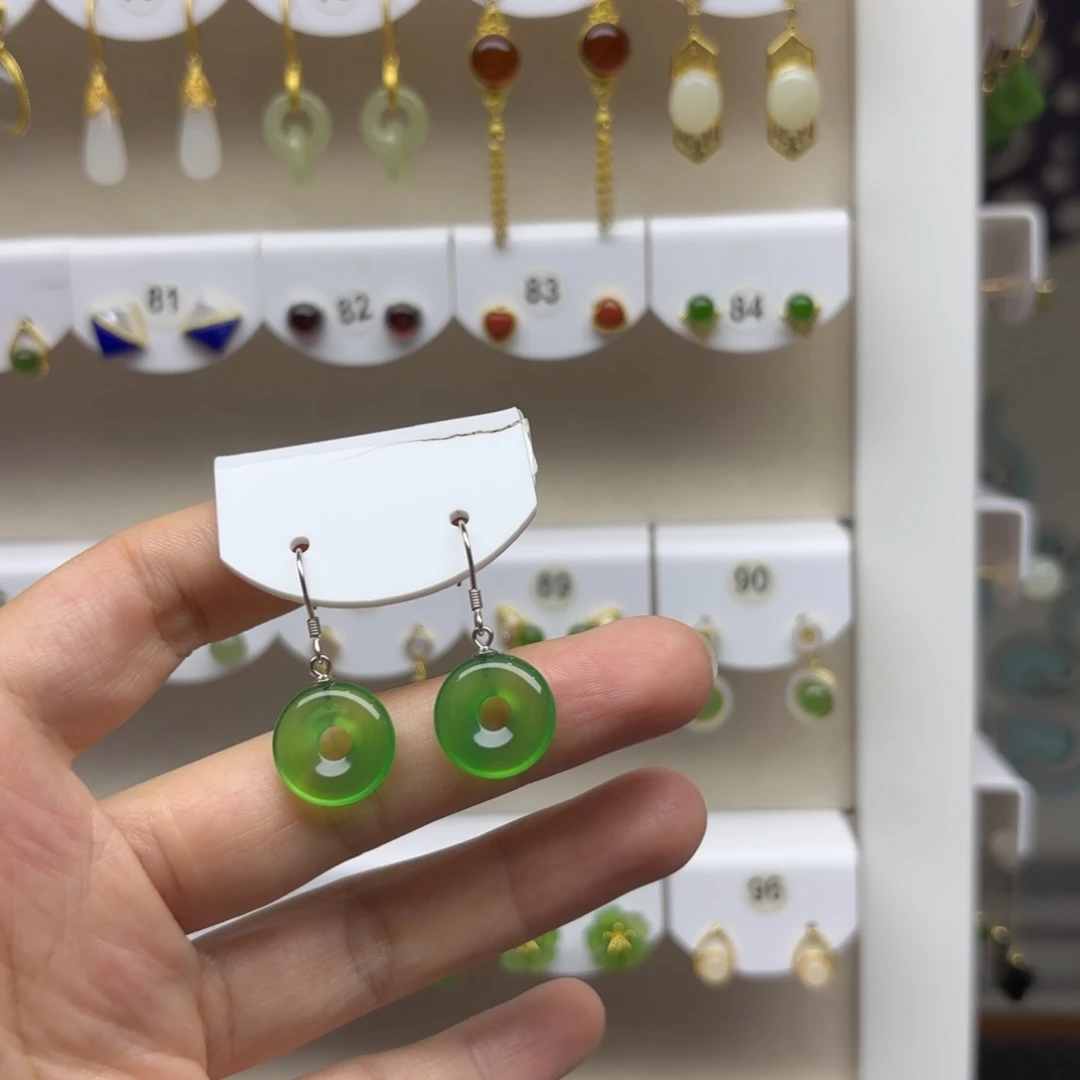 玛瑙/玉髓耳饰银S925镶嵌