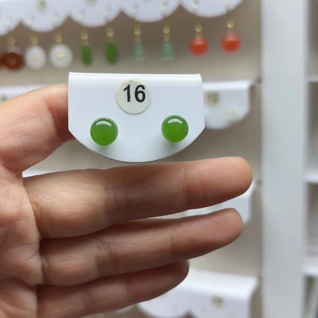 和田玉耳饰18K金镶嵌