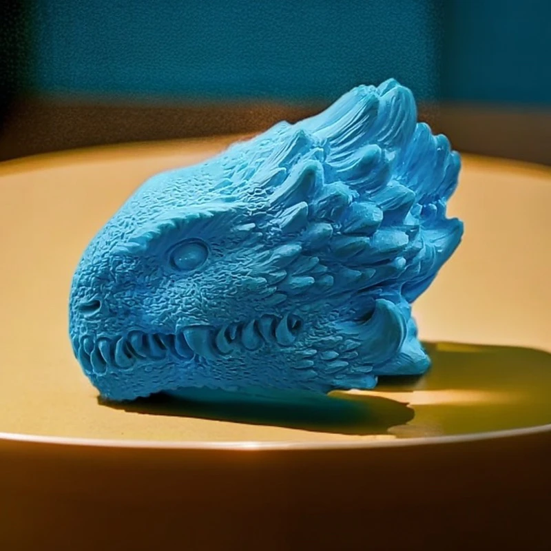 湖北原矿绿松石云盖蓝料精工雕刻一念成佛一念成磨霸王龙吊坠挂件