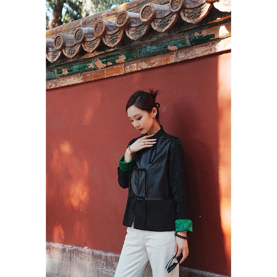 【日常新中式】佰力郎82909国风皮马甲时尚ins设计师女士真皮马甲