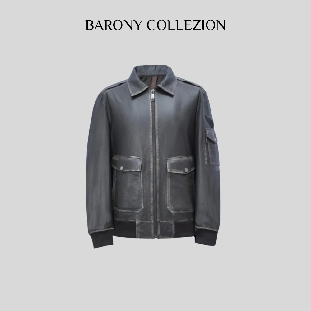 ‘BARONY’【21347】男士土耳其进口皮衣外套男款轻奢时尚休闲百搭