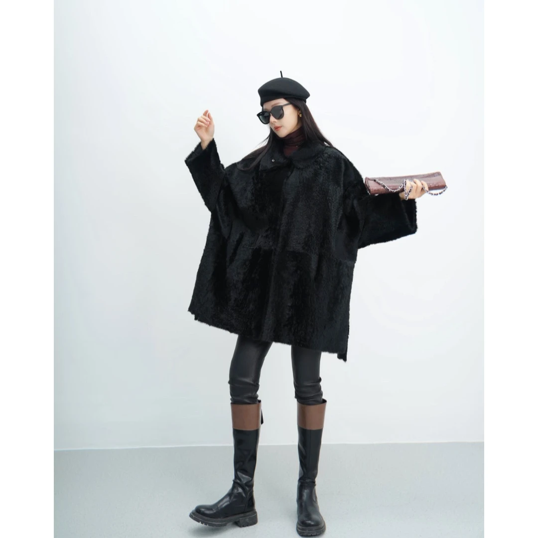 BARONY/拉贡82876LACON优雅大气富贵袖双穿进口皮草外套皮毛一体