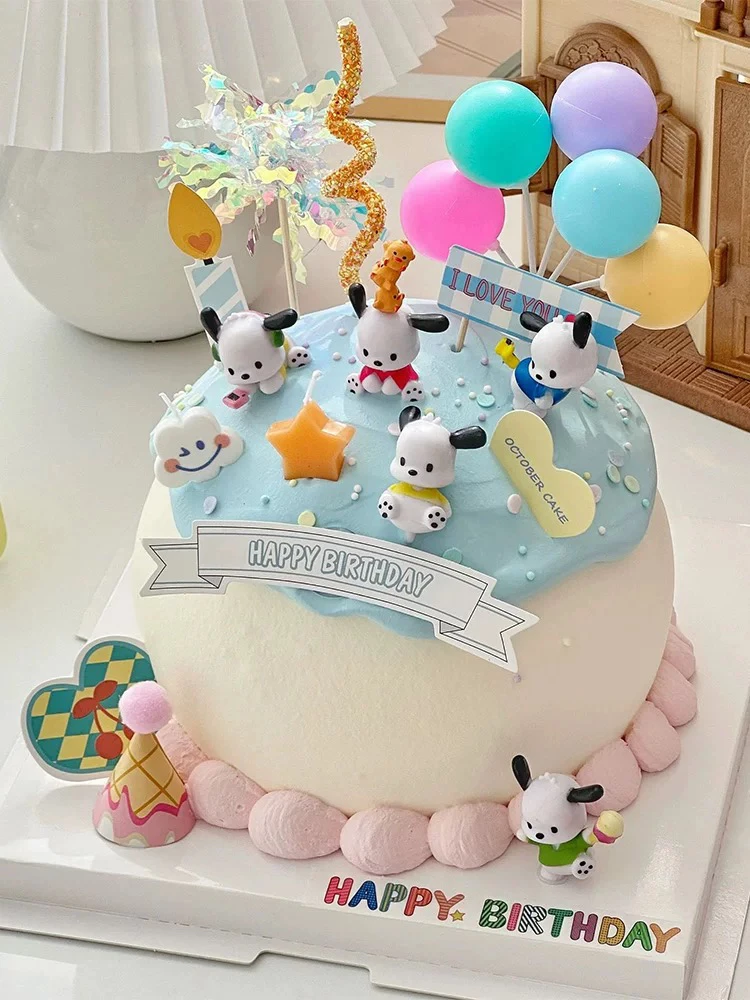网红帕恰狗蛋糕装饰可爱小狗摆件彩色气球插件三丽鸥儿童生日装扮