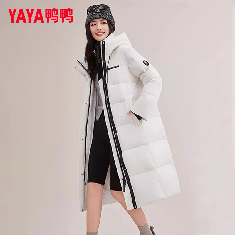 YAYA/鸭鸭羽绒服女长款冬季过膝时尚简约休闲保暖外套YE4B607245H