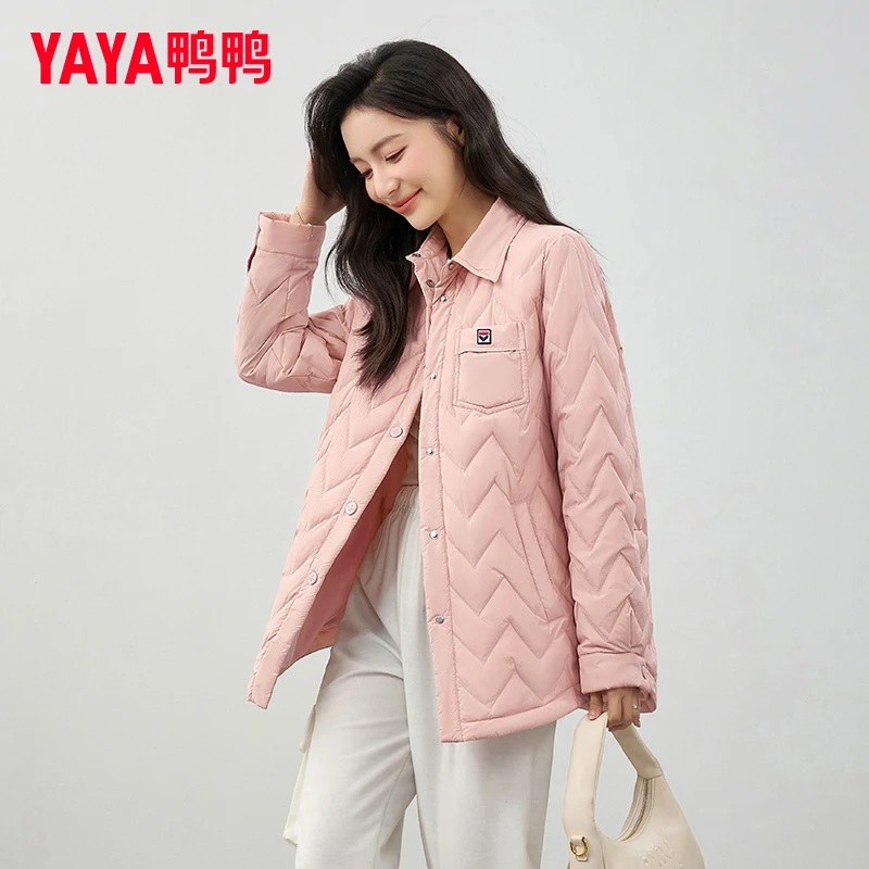 YAYA/鸭鸭好羽绒女短款春秋轻薄立领宽松时尚休闲外套YE3B635895H