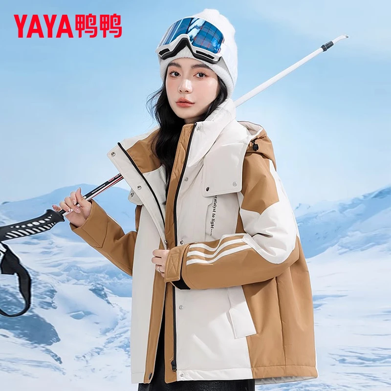 YAYA/鸭鸭羽绒服女短款时尚百搭连帽鸭绒加厚保暖外套YE3B620567W