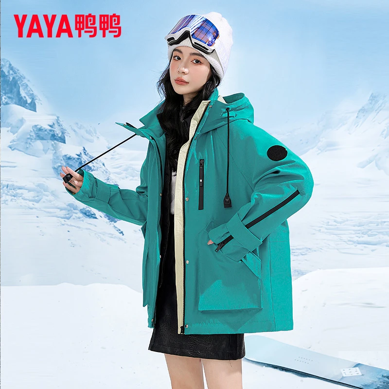 YAYA/鸭鸭外套女短款春夏季户外情侣拼色套装运动上衣YF4P601911A