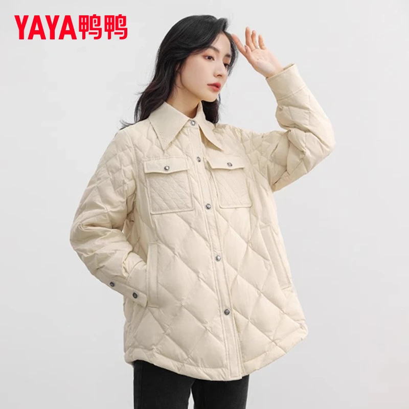 YAYA/鸭鸭羽绒服女短款春季休闲百搭韩版轻薄时尚外套YE3B001736A