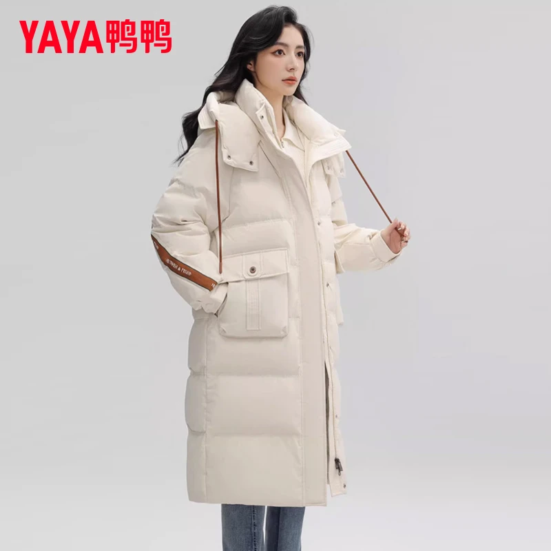 YAYA/鸭鸭【星专属】羽绒服女长款冬季撞色设计感宽松YE3B607681A