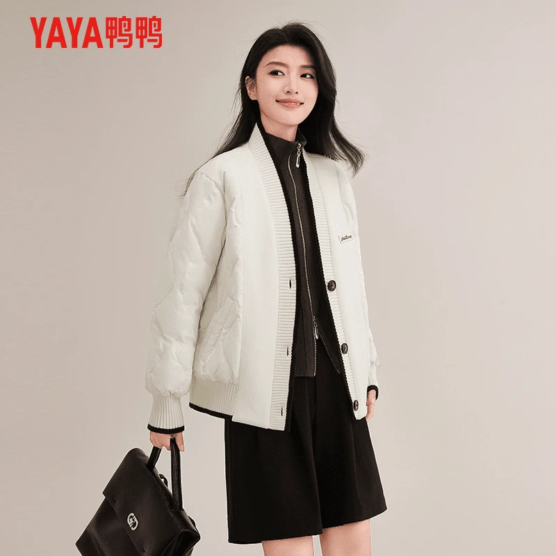 YAYA/鸭鸭羽绒服女短款小个子时尚休闲轻薄冬立领外套YE4B611505H