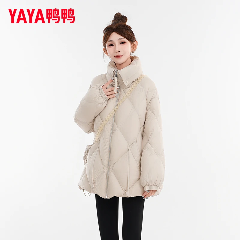 YAYA/鸭鸭羽绒服女短款时尚宽松保暖立领小个子韩版YY241005029M