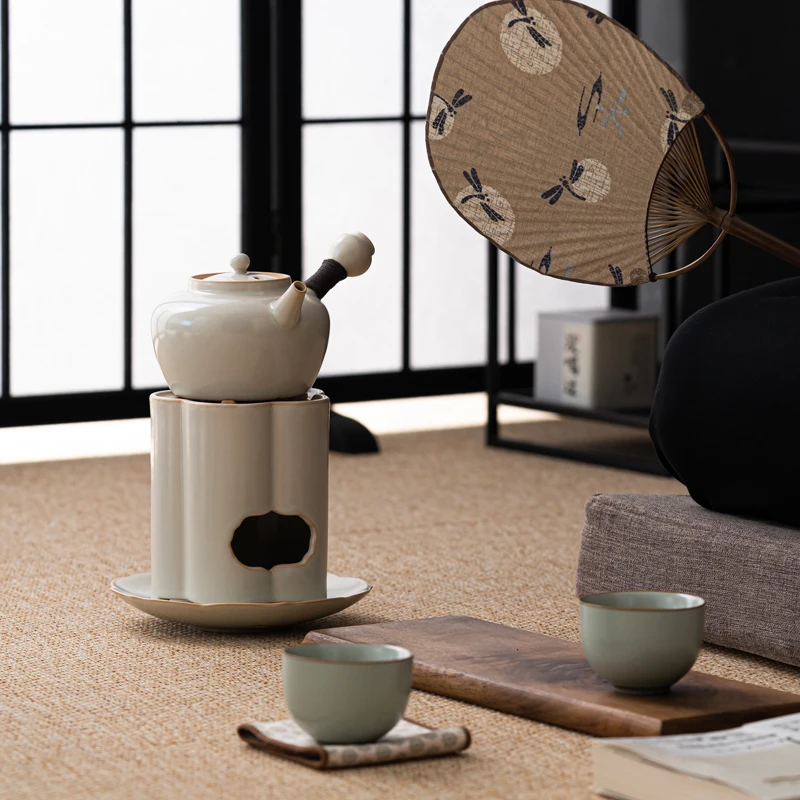 苏打釉中式梅花炭炉围炉煮茶功夫侧把小茶壶家用室内烤茶炉煮茶器